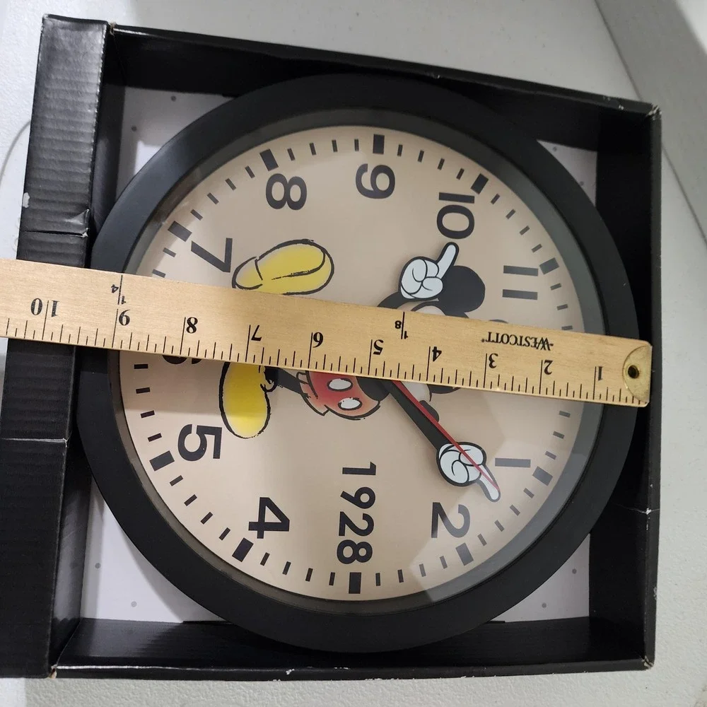 Disney Mickey Mouse Wall Clock 1928 Vintage Style Black Analog MK2032BX New
